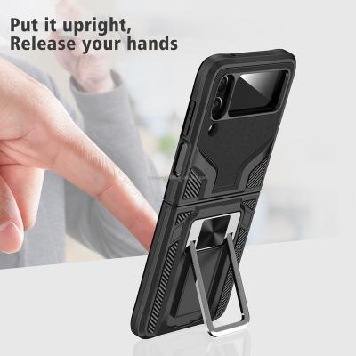 China Custom Unique Shockproof Shockproof Phone Case Mount Car Holder Ring Metal Cell Phone Case For Samsung Z Flip 4 Phone Case for sale