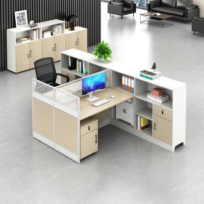 China Modern Simple Staff Screen Office Desk And Chair Combination 2 People Wooden Modular Cubicle Office Workstation Desk for sale