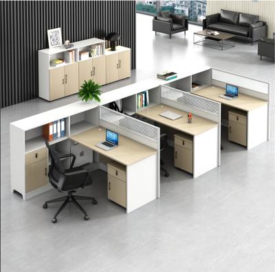 China Modern Simple Staff Screen Office Desk And Chair Combination 3 People Wooden Modular Cubicle Office Workstation Desk for sale