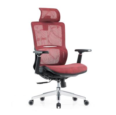 China Red Full Mesh Furniture Lumbar Support Massage Modern Wholesale Armrest Comfort Fabric Ergonomic Office Chair for sale