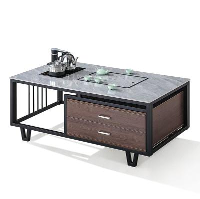 China Modern Rectangular Rock Slab Top With Metal Frame Kettle Office Furniture Office Tea Coffee Table for sale