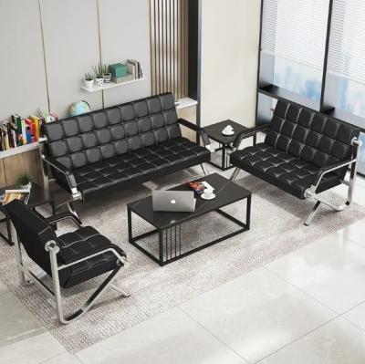 China Moderner Beauty Spa Salon Wartezimmer Sofa Komfort 3 Sitzplätze Büro Sofa Leder Empfang Sofa Sofa zu verkaufen