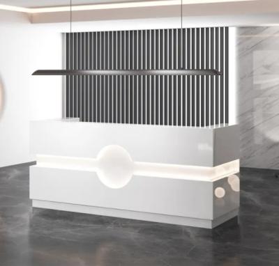 China Modern luxury style LED reception desk, customized office reception furniture, multi person reception desk for sale