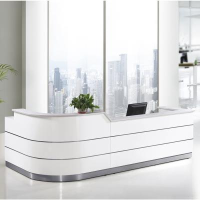 China Luxury White Front Desk Counter Reception Desk Modern Solid Surface Office Furniture Reception Desks for sale