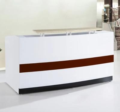 China Hot Sale Custom Size Simple Large Design Hotel Front Desk White Reception Table Counter Desk Beauty Salon Modern for sale