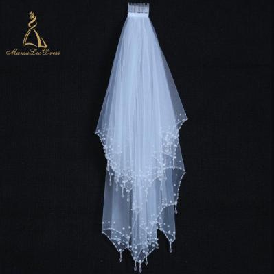 China Veil 2017 Ivory Beaded Wedding Veil Scalloped Soft Comb Bridal Bridal Accessory Bridesmaid Edge for sale