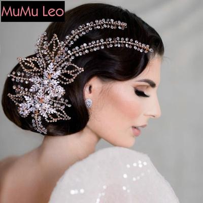 China Sparkly European Headband Rose Gold Rhinestone Hair Accessories Silver Foil Style Wedding Accessories for sale