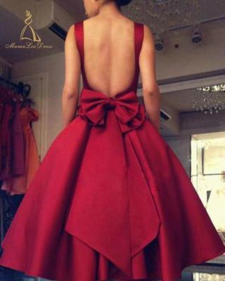 China Lady Sleeveless Suzhou Best Wife Dry Cleaning Short Evening Prom Celebrity Red Carpet Celebrity Red Carpet Dress With Back Bow for sale