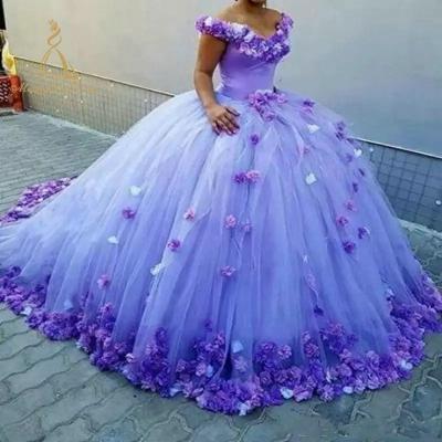 China 2019 Best Selling Flower Tulle Ball Strapless Popular Dry Cleaning Strapless Off The Shoulder Quinceanera Dress for sale