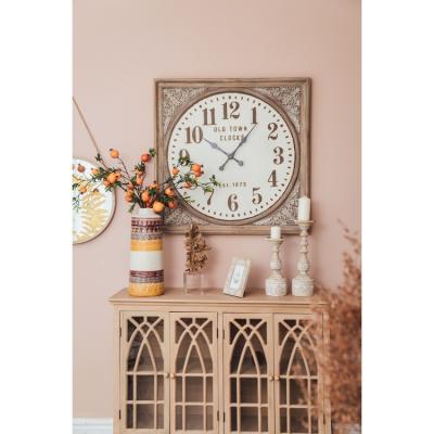 China Custom European antique style home decoration wooden clock retro style living room bedroom decoration wall clock for sale