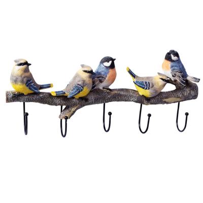 China NIKKY Farmhouse Decor Viable 5 Decorative Bird Branches Living Room Animal Wall Hooks for sale