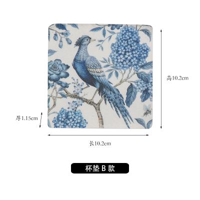 China Viable ready to ship Mug Mat Tea Coaster with bird animal print mat for coffee table for sale