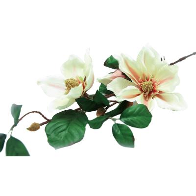 China Farm Simulation Artificial Flowers Waterproof Plastic Plants 3 Heads Magnolia Garden Decor for sale