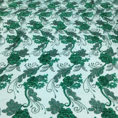 China Other hot sale polyester rope sequin flowers lace up fabric for fashion african party dresses for sale