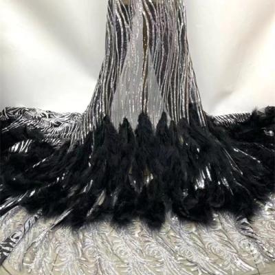 China Viable Nigerian African Tassel Lace Fabric 2020 Heavy Voile Mesh Lace Fabric Heavy Voile Lace Fabric for sale