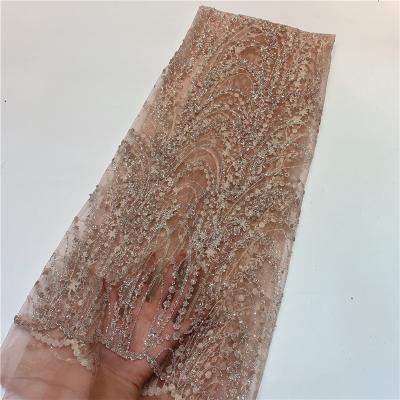 China Viable Hot Movies Beads Sequin Leopard Print Sequin Beaded Sequin Fabric Latest Sequins Lace Fabric Luxury French Net Lace Fabric Lavender for sale