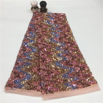 China Sustainable Style Polyester Mesh Rainbow 3D Sequin Embroidered Athleisure Clothing for sale