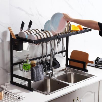 China Wholesale Sustainable Metal Rack Dish Shelf Rack Two Tiers Dish Drainer Kitchen Rack Rack for sale