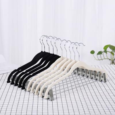 China Wholesale Custom Durable Space Saving Shirt Set Suit HangersBlack Non Slip Assembled Velvet Hangers for sale