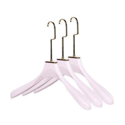 China Non-Slip Hangers with Luxury Long Hooks Customize Off Shoulder Acrylic Plastic Clothes Wedding Coat Dress Hangers for sale