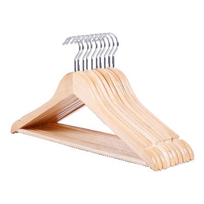 China Custom Wholesale Hotel Clothes Suit Hanger Natural Wooden Wood Durable For Drying Clothes for sale