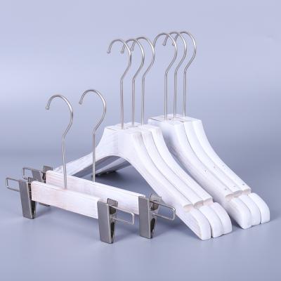 China Wholesale Durable White Non Slip Adjustable Wooden Hanger Set for sale