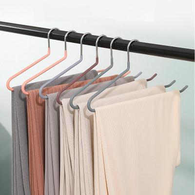 China Modern Soft PVC Metal Trouser Coating Hangers Easy Slide Organizers Open Hangers for sale