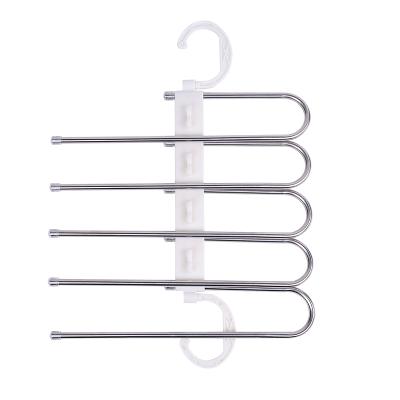 China Modern cheap stainless steel 5 layers type s pants hanger / magic space saver pants pants hangers for sale