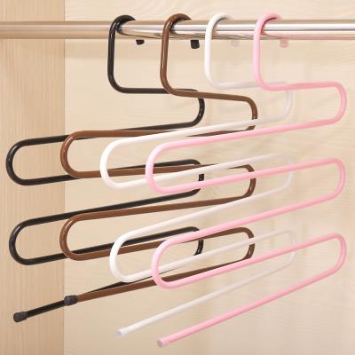 China Durable Non Slip 5 Layer Metal s Pant Hangers For Adult And Kid for sale