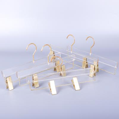 China No Logo Custom Printed Clear Plastic Acrylic Pants Hangers With Clip for sale