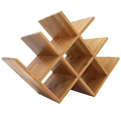 China 8-Bottle Bamboo Luxury Wine Glass Holder Countertop Wine Rack 100% Natural Bamboo Handmade for sale