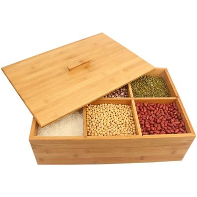 Китай Custom Household Bamboo Dry Food Storage Box Dispensers Separate Grains Cereals Oatmeal Rice Storage продается