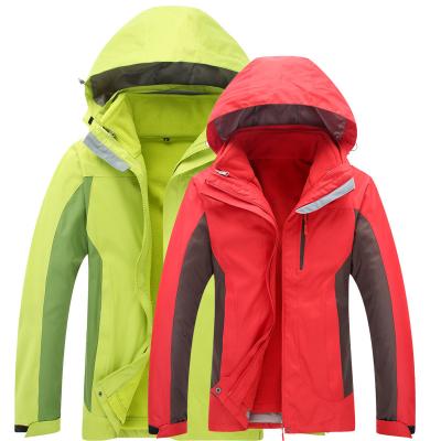 China Customized outdoor windproof jacket autumn and winter LOGO three-in-one two-piece thick warm mountaineering suit men and women's jackets for sale