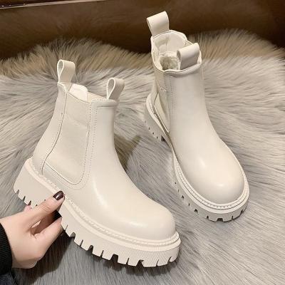 China Height Increasing 2022 New Winter Fashion Wool Thick Unique Ankle Boots Short Chelsea Boots White Autumn Women Black Ankle Boots for sale