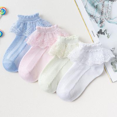 China Wholesale Cheap Breathable Knitted White 9 Months Lace Up Princess Ankle Baby Socks Mesh Baby Babi Socks Cotton Tutu For 12-24 Months Girls for sale