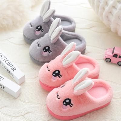 China 2020 New Winter Light Weight Plush Babies' Slippers Indoor Cute Rabbit Hairy Home Indoor Cotton Flat Slippers Children's Slippers for sale