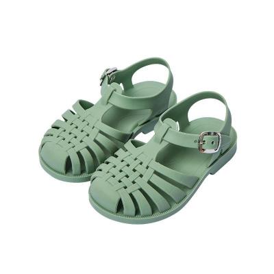 China Jelly Sandals Shoes For Girls Leather Kids Baby Toddler Kids Slippers PU Round Back Anti Strap Slipper Wholesale for sale