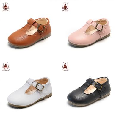 China Vintage Round T Strap Formal Loafers Buckle Mary Jane Girls Kids Tstrap Leather Dress T-Strap Shoes For Toddlers Baby for sale