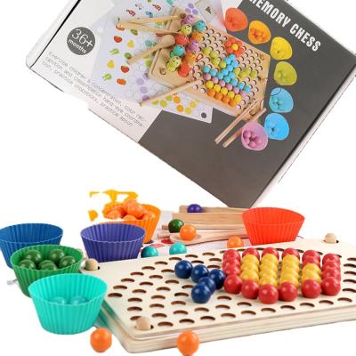 China Wooden Clip Kids Toys Parent-child Beads Toys Parent-child Interactive Early Practicing Early Training Board Game Toy 31*19*6cm for sale