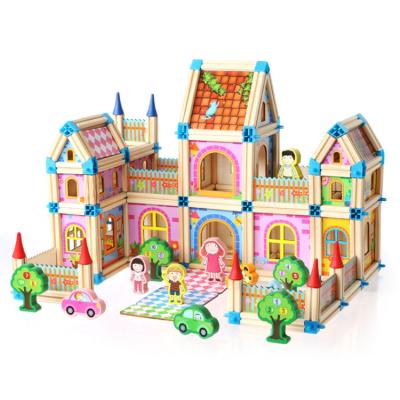 China Architecture Building Toy 128PCS DIY Kids Game Master Building Block Wooden Construction Child Toys for sale