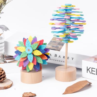 China Lollipop Toy Bar Magic Brain Developmental Wand Tree Relaxing Lollipop Wooden Educational Rotating Spinning Toy for sale