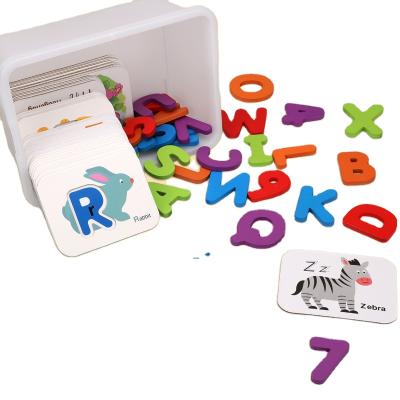 China New Paper Best Selling Wooden Learning Spelling And Cognitive Animals Card Double Sided Puzzle for sale