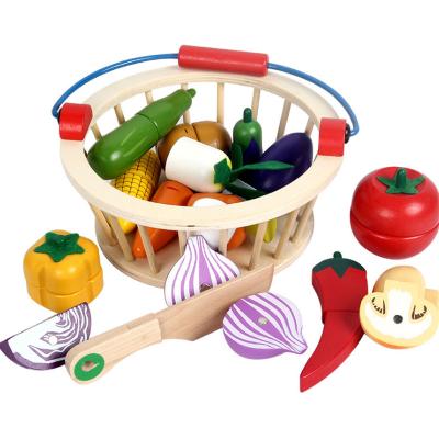 China Hot Selling Children's Wooden Kitchen Happy Cooking Toys Wooden Fruit Vegetable Cutting Toys for sale