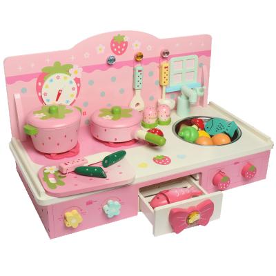 China Wooden Kids Toy Kitchen DIY Wooden Toy Kitchen Stove For Kids Pretend Kids Wooden Toy for sale