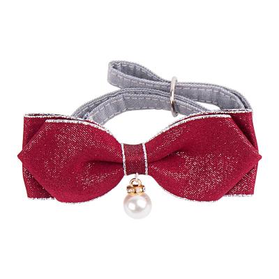 China Popular The New Adjustable Pet Collar, Pointed Pearl Bowknot Dog Collar, Dog Collar Collar for sale