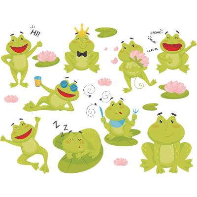 China Common WALL STICKER Pond Frog Wall Decal DIY Frog Vinyl Wall Decor For Kids Baby Nursery Bedroom Playroom Cartoon Animal Wall Stickers for sale