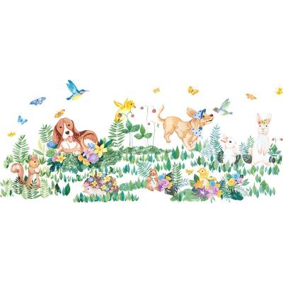 China Grass and Flying Birds Grass and Flying Birds Baby Room Kindergarten Nursery Playroom Decor WALL STICKER WALL STICKER Decal Dog, Rabbit, Squirrel and Hedgehog for sale