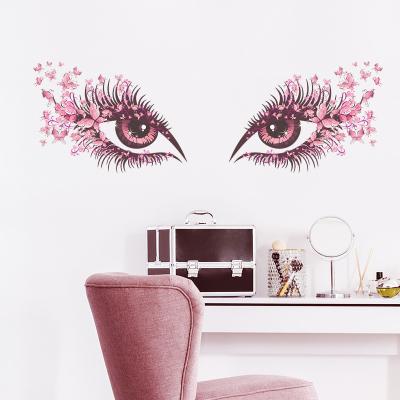 China WALL STICKER Vinyl Beauty Eye Wall Decal Beauty Salon Eyelash Murals Stickers Make Up Store Women Girls Bedroom Home Decoration for sale