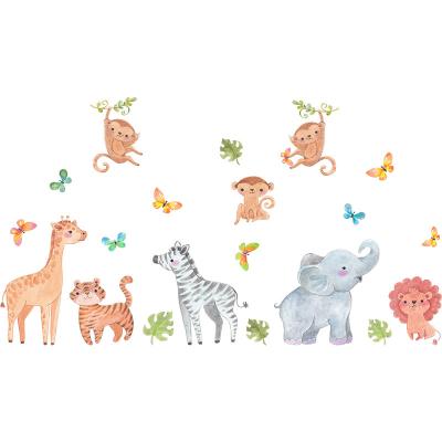 China WALL STICKER Wall Decal For A Group Of Lovely Forest Animals To Play Baby'S Room Nursery Playroom Decor Cartoon Hand Painted Animal Murals for sale