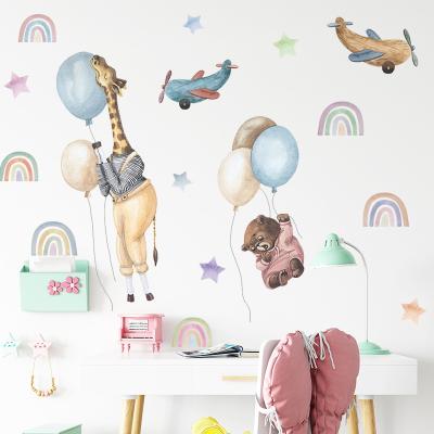 China WALL STICKER Rainbow Balloon Airplane Wall Stickers Baby's Room Kindergarten Nursery Wall Decoration Cartoon Animals Wall Decor Murals for sale